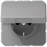 Розетка с заземлением без рамки Jung CD500 1-м. крышка шторки для IP44 серый картинка